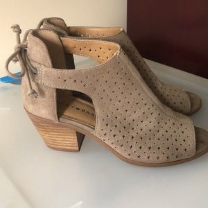 Tan booties-open toe shoes